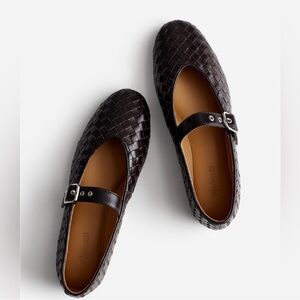Madewell The Remy Mary Jane Flat Woven Leather Mary Jane Flats-Dark Brown size 7